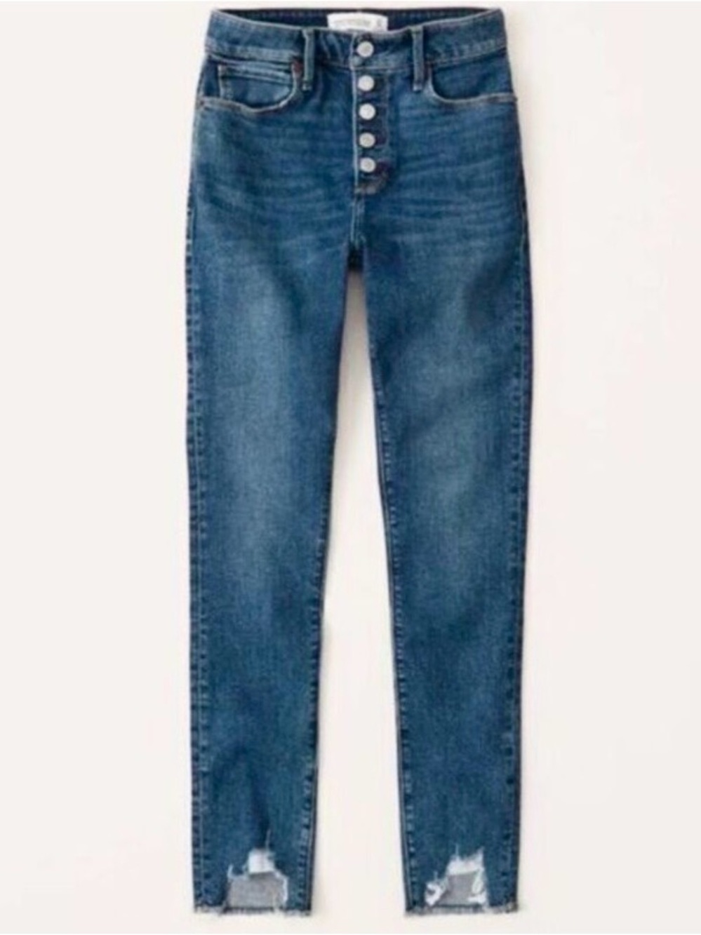 Abercrombie High Rise Super Skinny Ankle Button Front Jeans